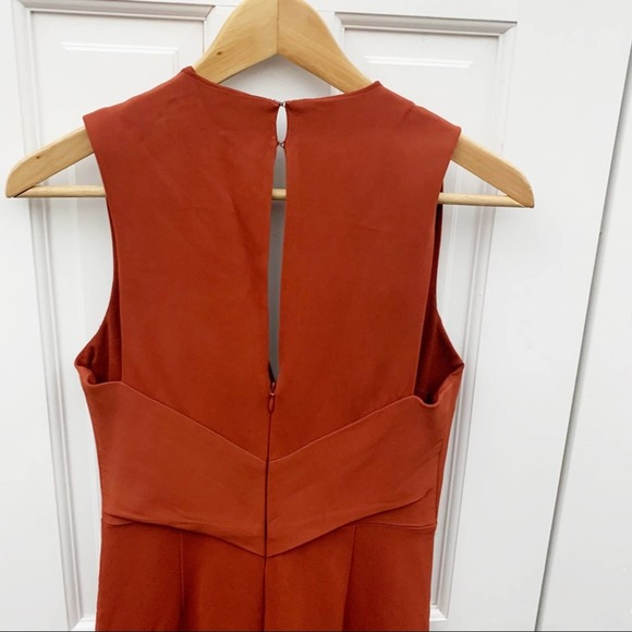 Reiss Gracie Pleat Detailed Midi Dress, Rust - Picture 7 of 11